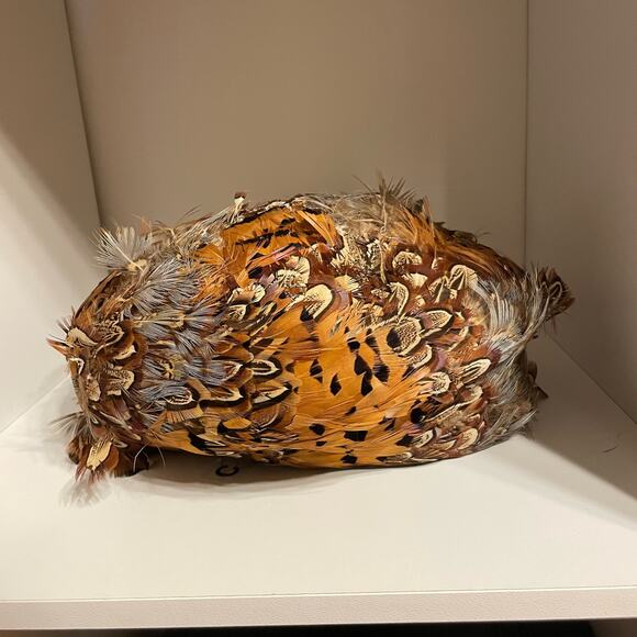 Vintage hat brown gray black bird feathers - Picture 5 of 7